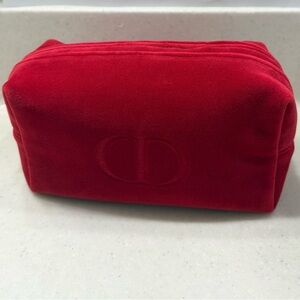 Dior Beauty Red Satin Cosmetic Bag